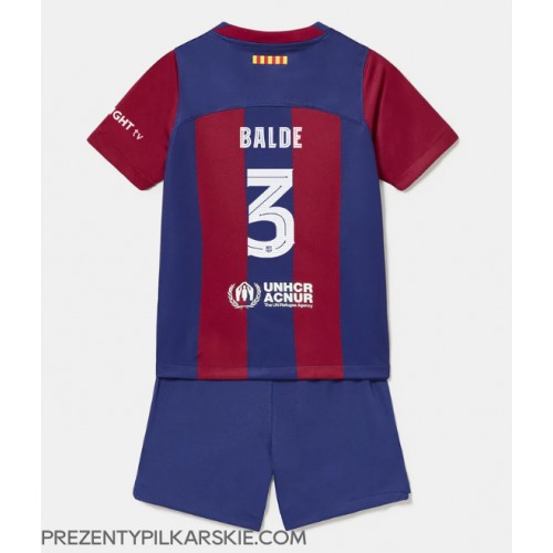 Stroje piłkarskie Barcelona Alejandro Balde #3 Koszulka Podstawowej dla dzieci 2023-24 Krótki Rękaw (+ szorty)